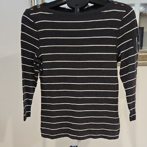 Ralph Lauren Gray and White Top